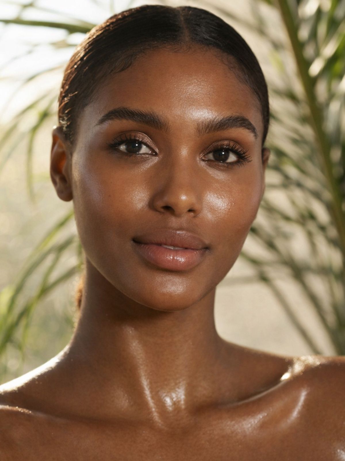 Carte homepage Inura avec portrait éditorial d’une femme à la peau foncée, dans une ambiance beauté inclusive, naturelle et lumineuse.