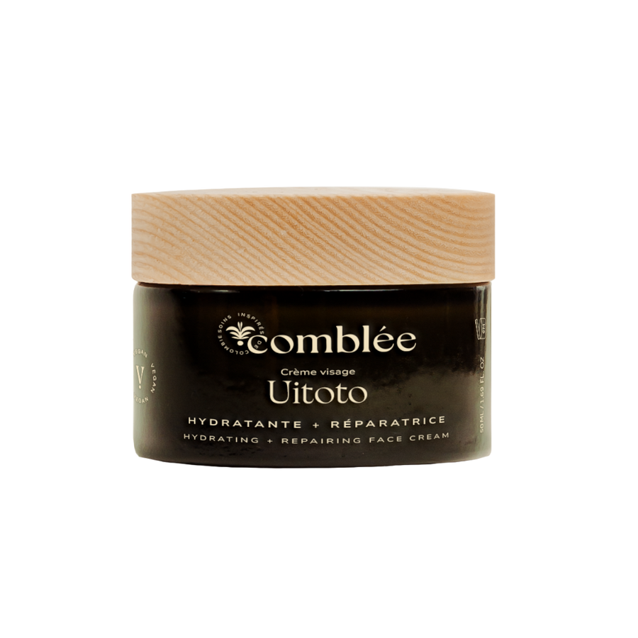 Crème visage hydratante et réparatrice Uitoto Comblée, soin pour peau déshydratée et sensible sélectionné par Inura.