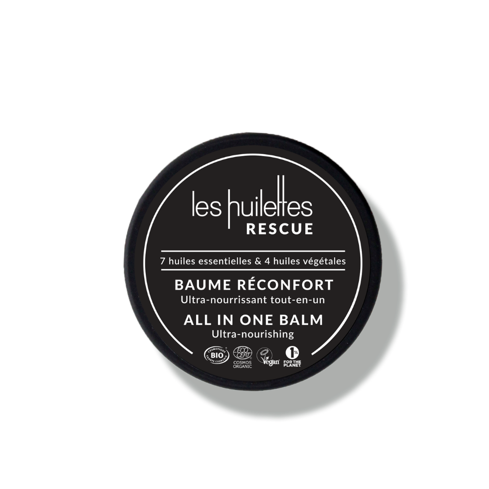 Baume Réconfort Rescue Les Huilettes, pot noir ultra-nourrissant tout-en-un