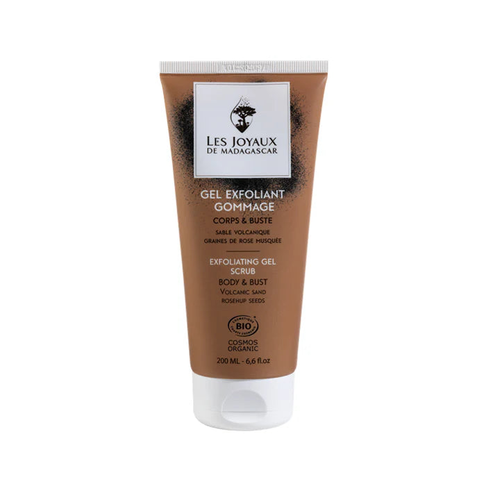 Gel exfoliant et gommage corps certifié bio Les Joyaux de Madagascar, sélectionné par Inura.