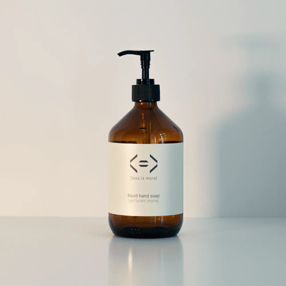 Flacon rechargeable Less is More pour gel lavant mains, bouteille réutilisable pour savon mains en poudre à diluer.