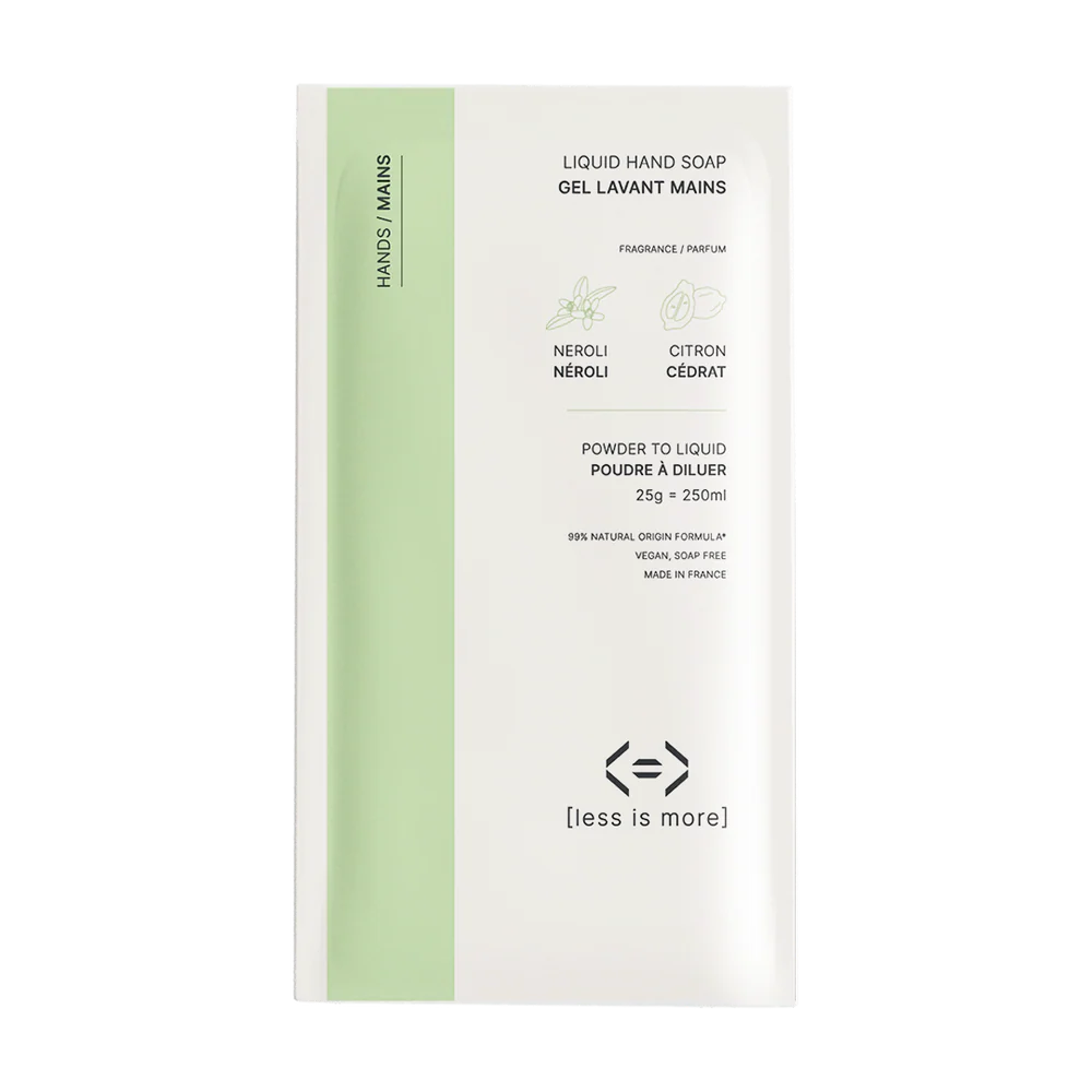 Gel lavant mains Less is More néroli et cédrat, savon mains rechargeable à diluer sélectionné par Inura.