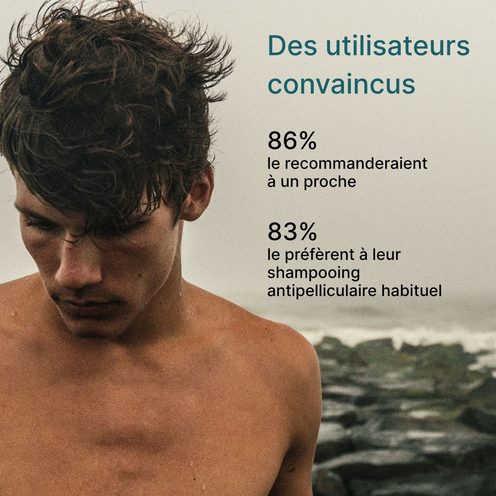 Avis utilisateur sur le shampooing antipelliculaire Less is More, soin capillaire pour cuir chevelu sujet aux pellicules.