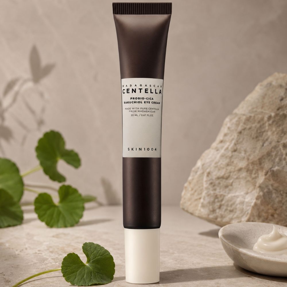 Contour des yeux Probio-Cica Bakuchiol SKIN1004 à la centella fermentée, soin K-Beauty pour hydrater et apaiser la peau.
