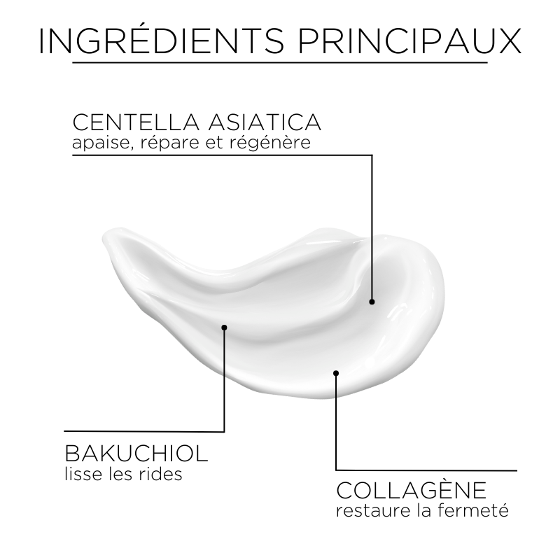 Ingrédients clés du contour des yeux Probio-Cica Bakuchiol SKIN1004, soin hydratant à la centella fermentée et au bakuchiol pour lisser les ridules.