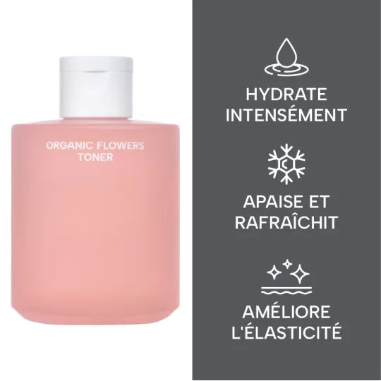 Bénéfices de l’essence visage Whamisa, soin hydratant pour aider la peau à retrouver éclat, souplesse et confort.